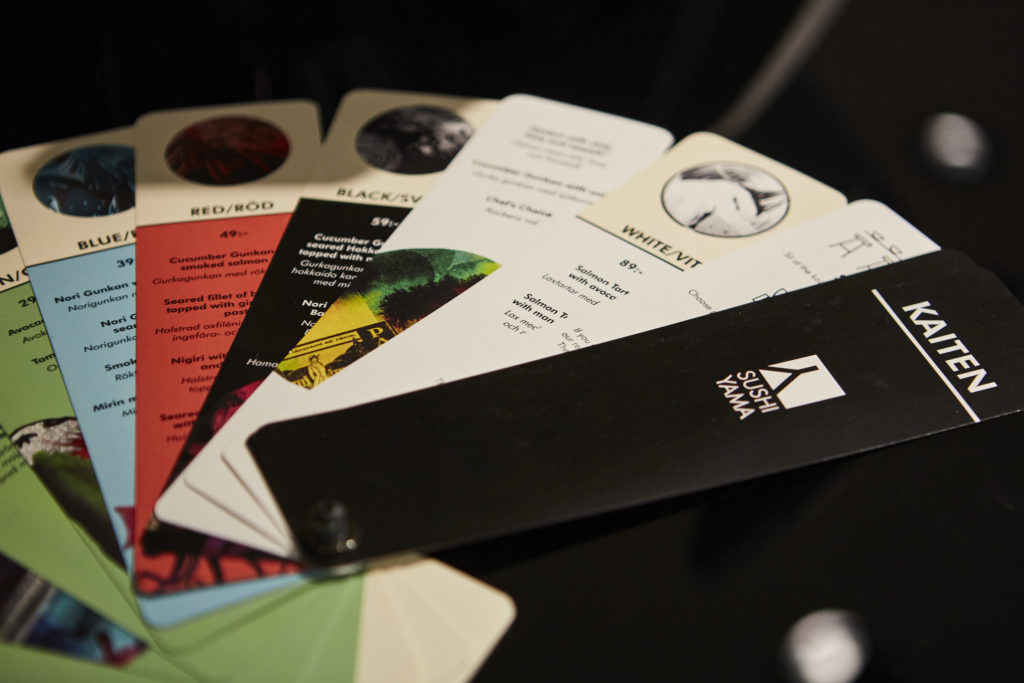 A special fold out fan menu for the Kaiten selection